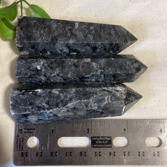 Larvikite Tower Crystal Gemstone Point Black Flash - Picture 12 of 13